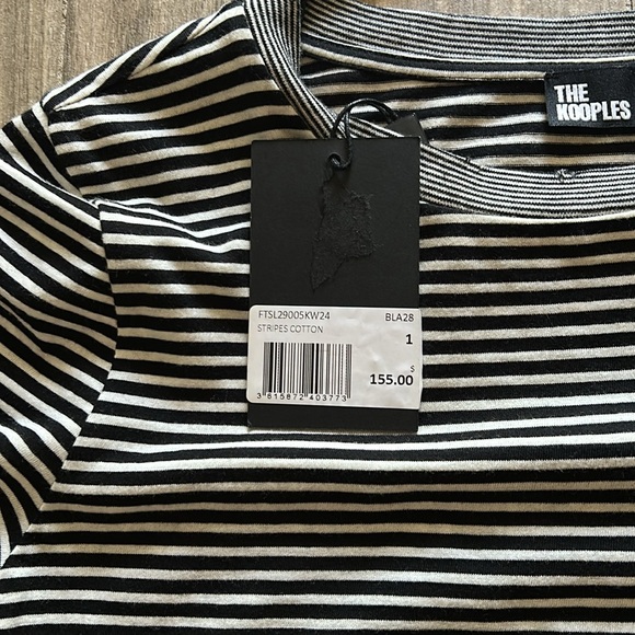 The Kooples Striped Black and White Long Sleeve Top Size 1 Small NWT 🦋🦋🦋 - Picture 6 of 8